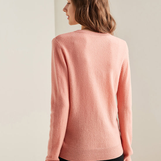 COMOBOCA 100% Cashmere Women's Round Neck Knit Sweater