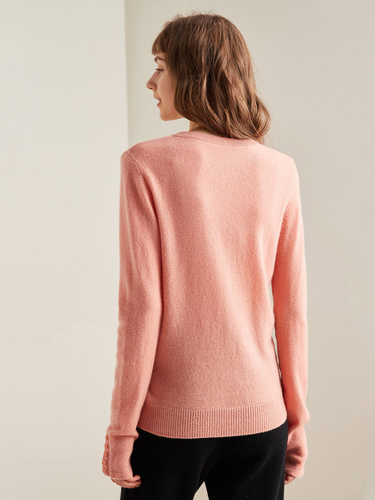 COMOBOCA 100% Cashmere Women's Round Neck Knit Sweater