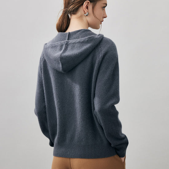 COMOBOCA 100% Cashmere Women's Double Zip Hoodie