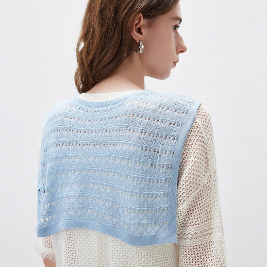 COMOBOCA Women's Tie-Front Lace Knit Shawl