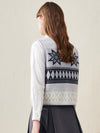 COMOBOCA 100% Wool Women's Vintage Fair Isle Knit Vest