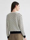 COMOBOCA 100% Cashmere Women's Striped Round Neck Knit Sweater