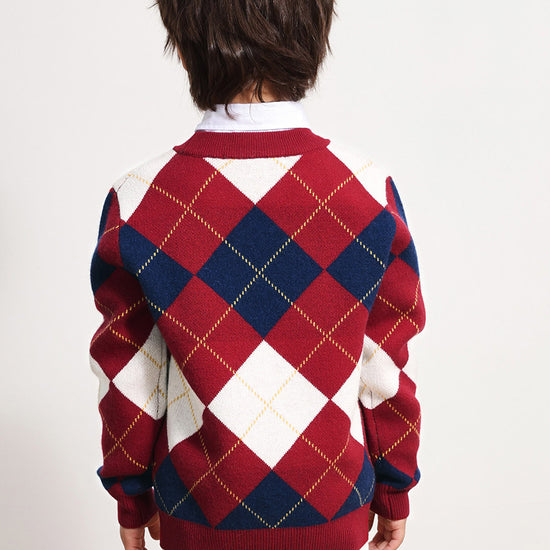 COMOBOCA 100% Wool Kids' Ribbed Round Neck Sweater