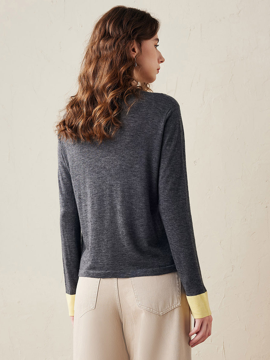 COMOBOCA Women's Essential Color-Blocked Knit Sweater