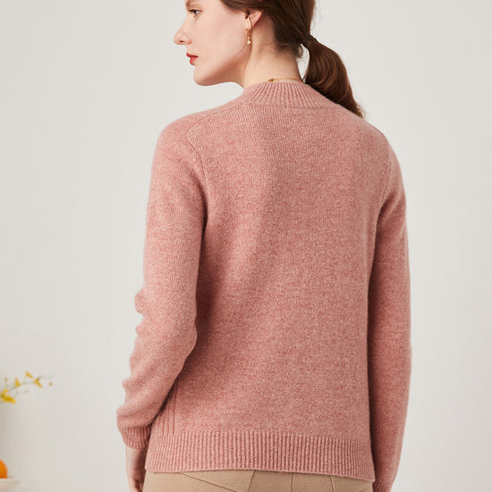 COMOBOCA 100% Cashmere Women's Mock Neck Knit Sweater