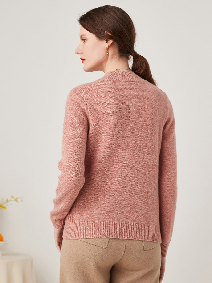 COMOBOCA 100% Cashmere Women's Mock Neck Knit Sweater