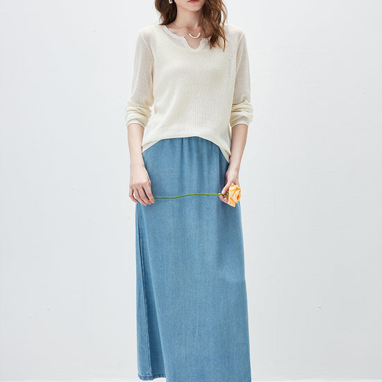 COMOBOCA Women's Split V-Neck Knit Sweater