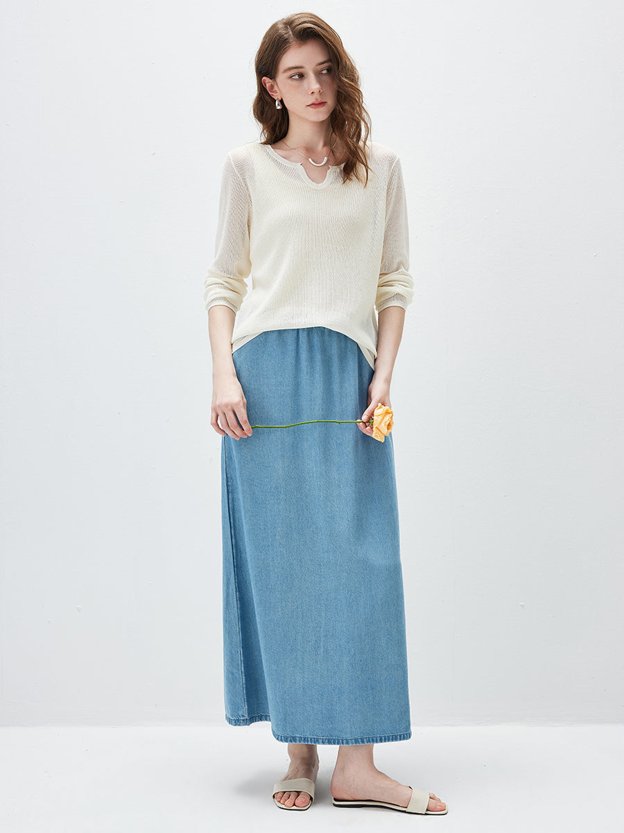 COMOBOCA Women's Split V-Neck Knit Sweater