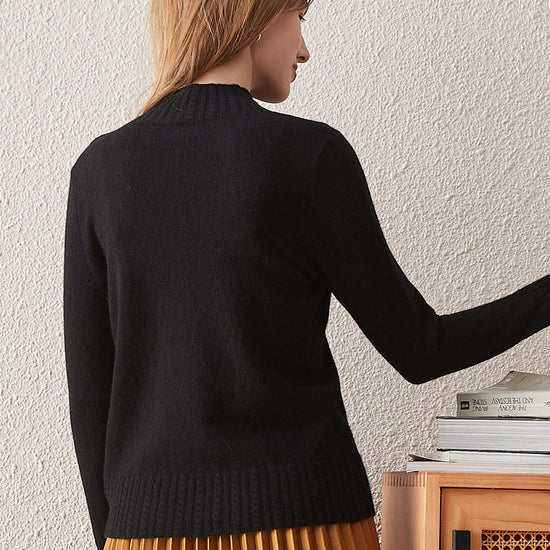 COMOBOCA 100% Cashmere Women's Mock Neck Knit Sweater