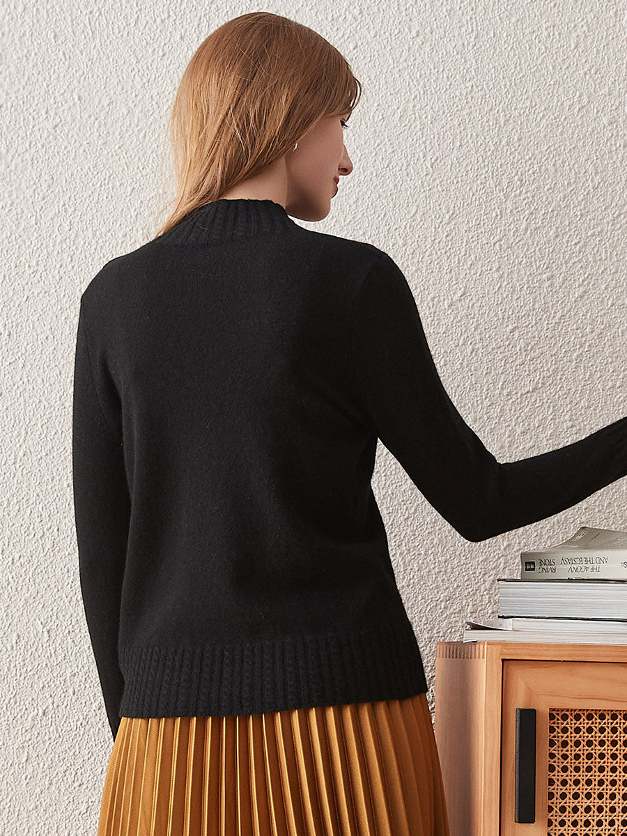 COMOBOCA 100% Cashmere Women's Mock Neck Knit Sweater