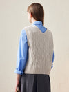 COMOBOCA 100% Wool Women's Cable Knit Button-Front Vest