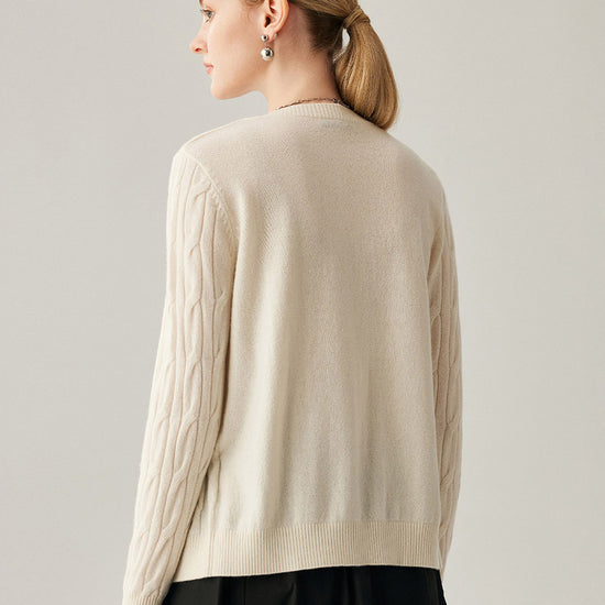 COMOBOCA 100% Cashmere Women's Cable Knit Button Front Cardigan