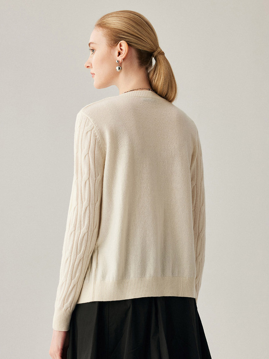 COMOBOCA 100% Cashmere Women's Cable Knit Button Front Cardigan