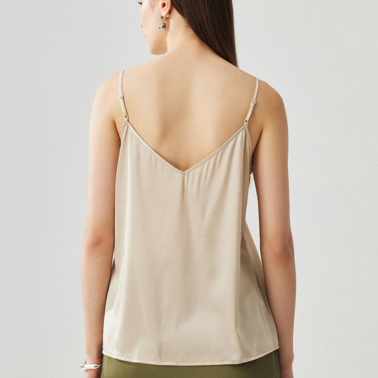 COMOBOCA Women's Silk Adjustable Straps V-Neck Camisole