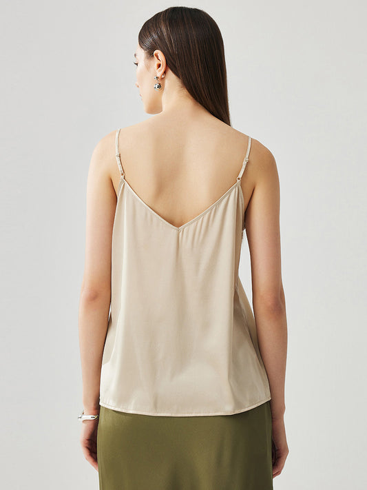 COMOBOCA Women's Silk Adjustable Straps V-Neck Camisole