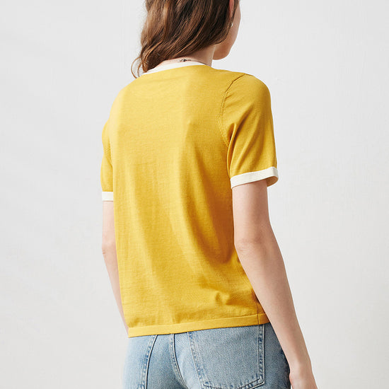 COMOBOCA Women's Retro Ringer Cotton Silk T-Shirt