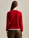COMOBOCA 100% Cashmere Women's Sweater with Contrast Trim
