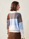 COMOBOCA 100% Cashmere Women's Color Block Plaid Sweater