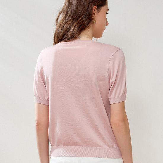 COMOBOCA Women's V-Neck Knit T-Shirt