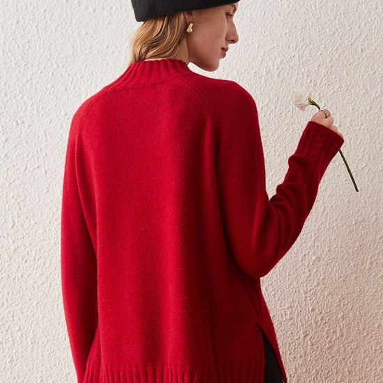 COMOBOCA 100% Cashmere Women's Mock Neck Knit Sweater