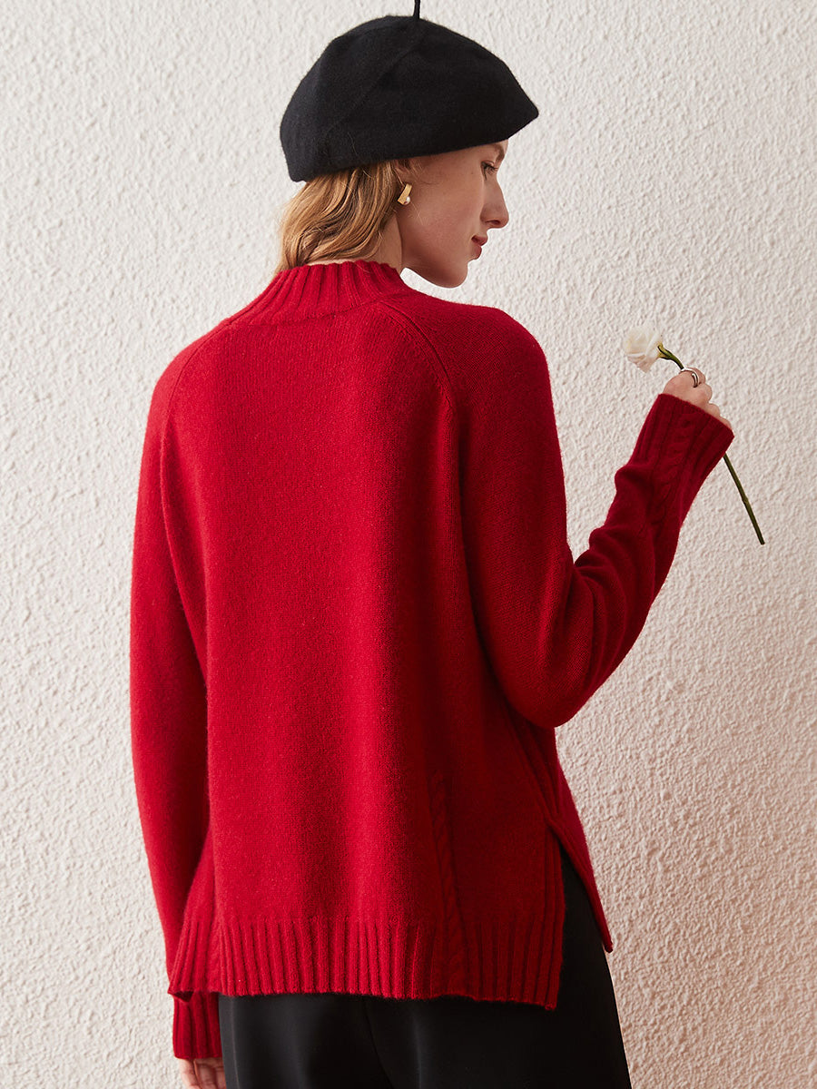 COMOBOCA 100% Cashmere Women's Mock Neck Knit Sweater