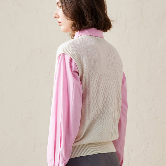 COMOBOCA 100% Cashmere Women's Knitted Sleeveless Sweater Vest