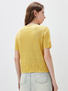 COMOBOCA Women's Scalloped Lace Trim Knit T-Shirt