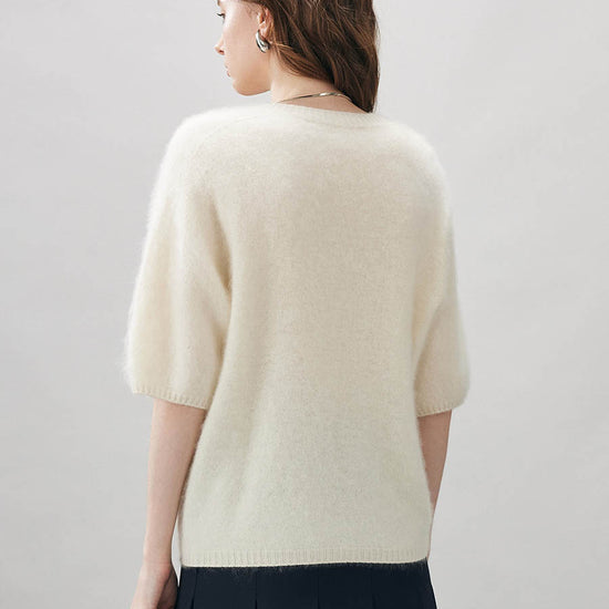 COMOBOCA Women's Wool Seamless Brushed Half Sleeve Knit Sweater