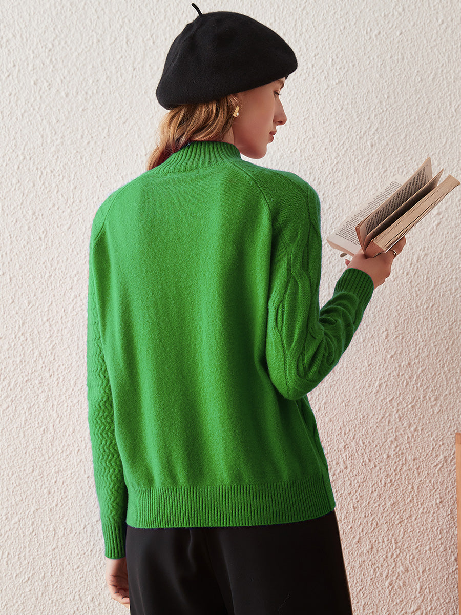 COMOBOCA 100% Cashmere Women's Mock Neck Knit Sweater