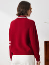 COMOBOCA 100% Cashmere Women's Contrast Trim Zip Sweater