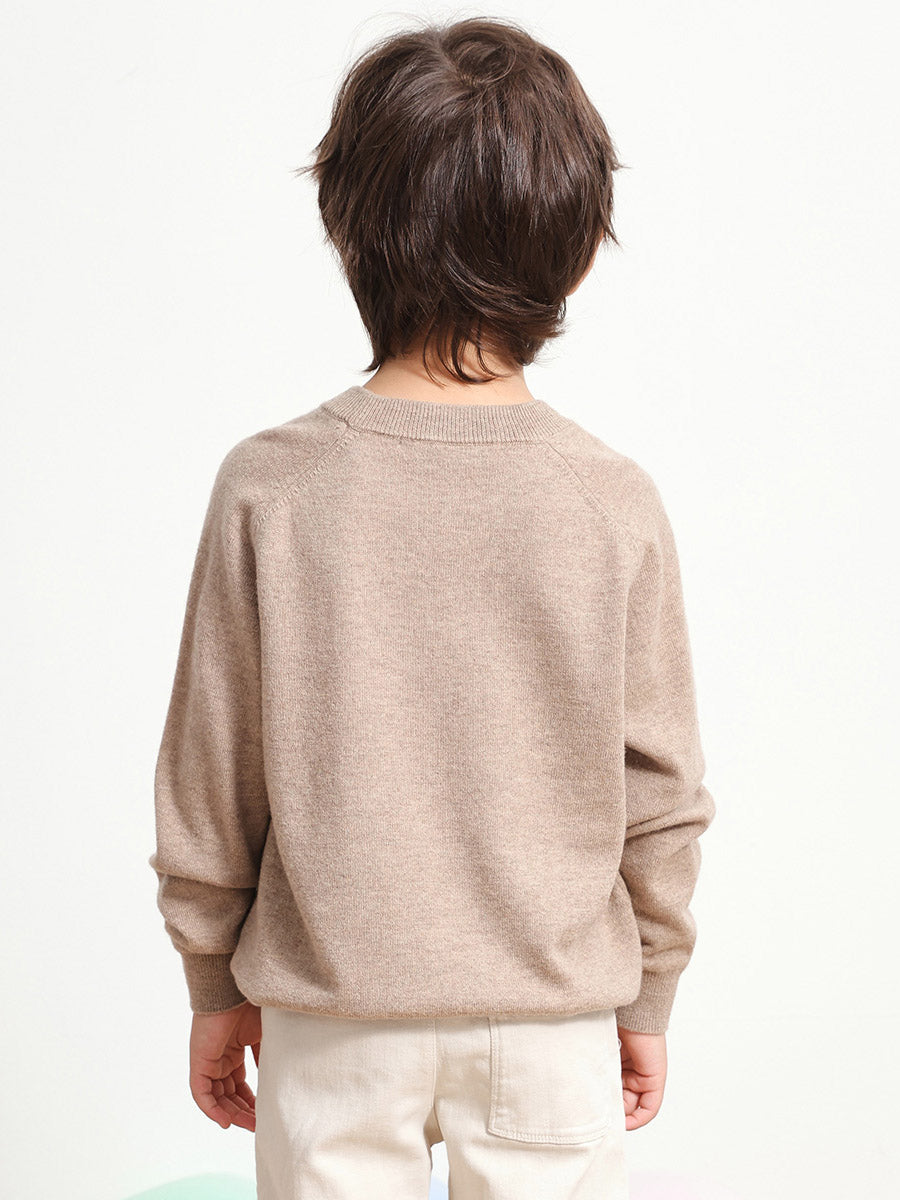 COMOBOCA 100% Wool Kids' Round Neck Plain 100% Sweater