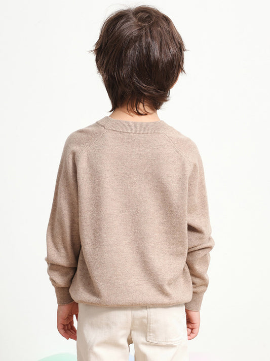 COMOBOCA 100% Wool Kids' Round Neck Plain 100% Sweater