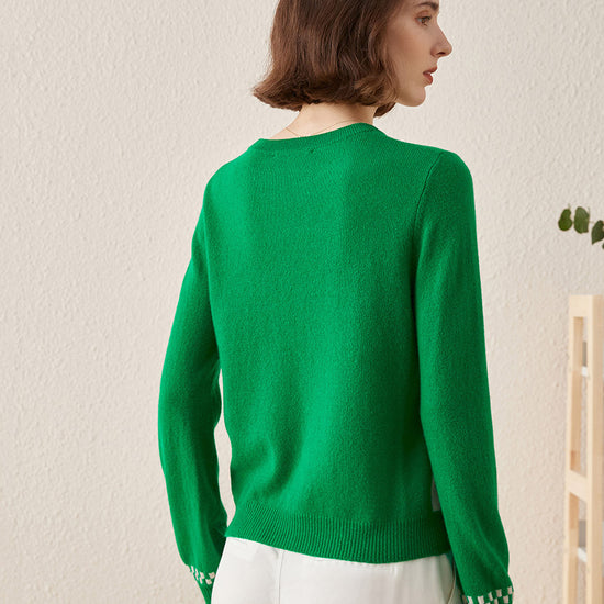 COMOBOCA 100% Cashmere Women's Round Neck Knit Sweater