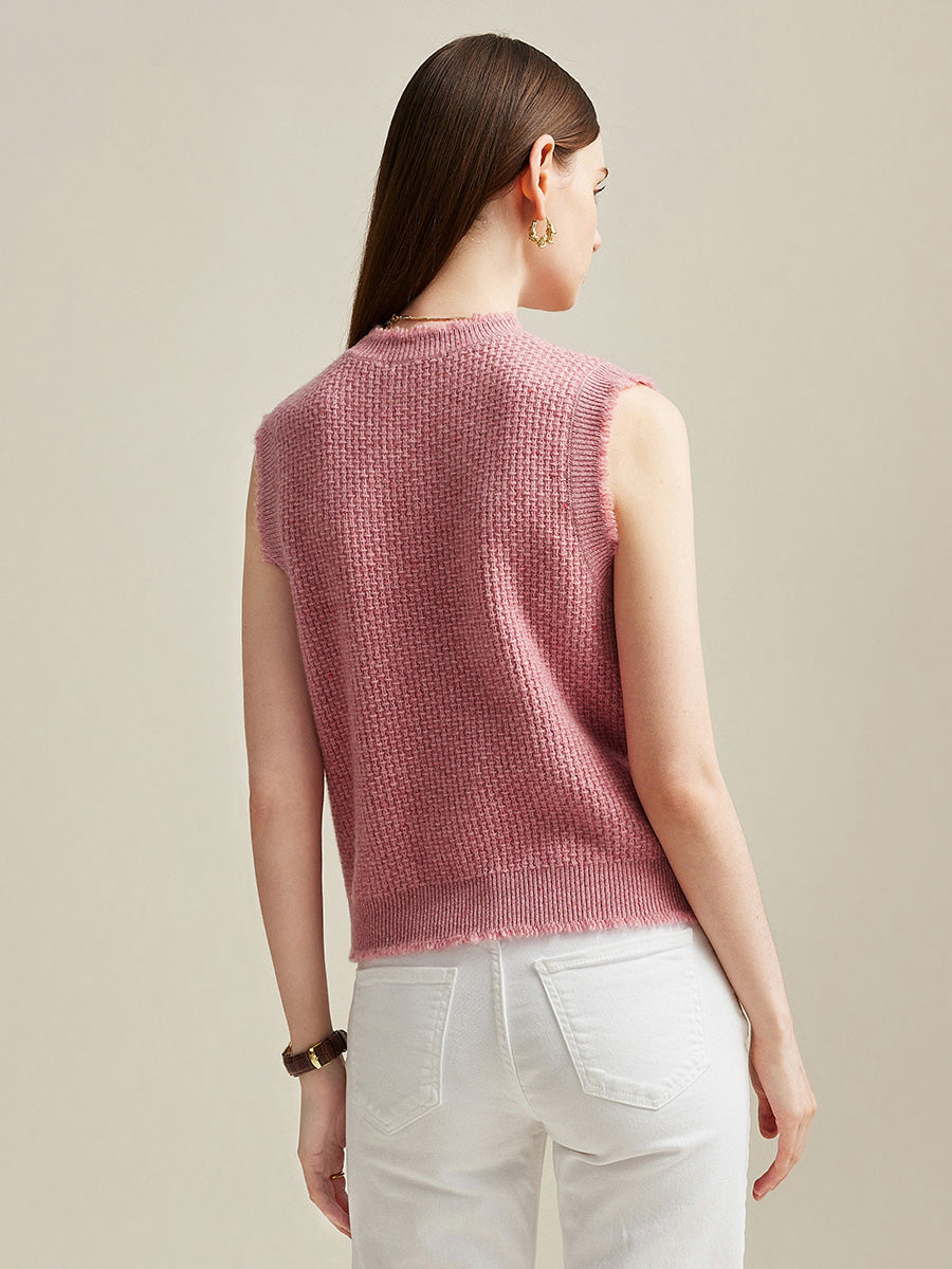 COMOBOCA 100% Cashmere Women's Textured Knit Sweater Vest