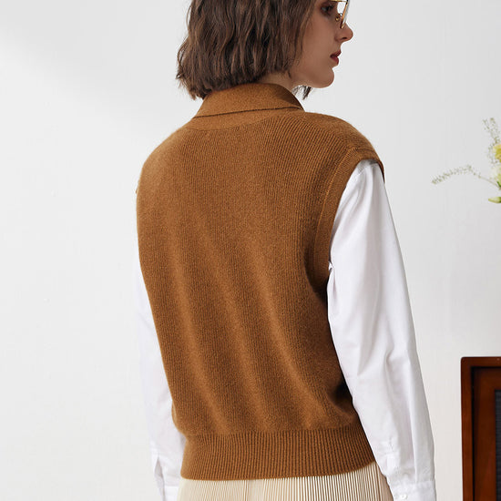 COMOBOCA 100% Cashmere Women's Knit Sleeveless Wrap Vest