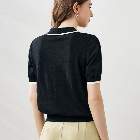COMOBOCA Women's Casual Contrast Trim Polo T-Shirt