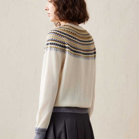 COMOBOCA 100% Cashmere Women's Fair Isle Knit Sweater