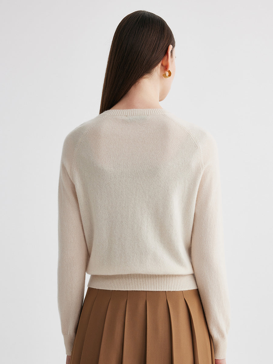 COMOBOCA 100% Cashmere Women's Embroidered Button-Front Cardigan