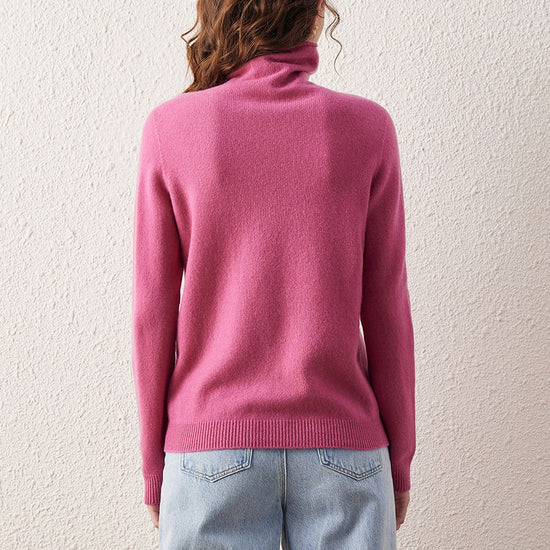 COMOBOCA 100% Wool Women's Ribbed Turtleneck Sweater