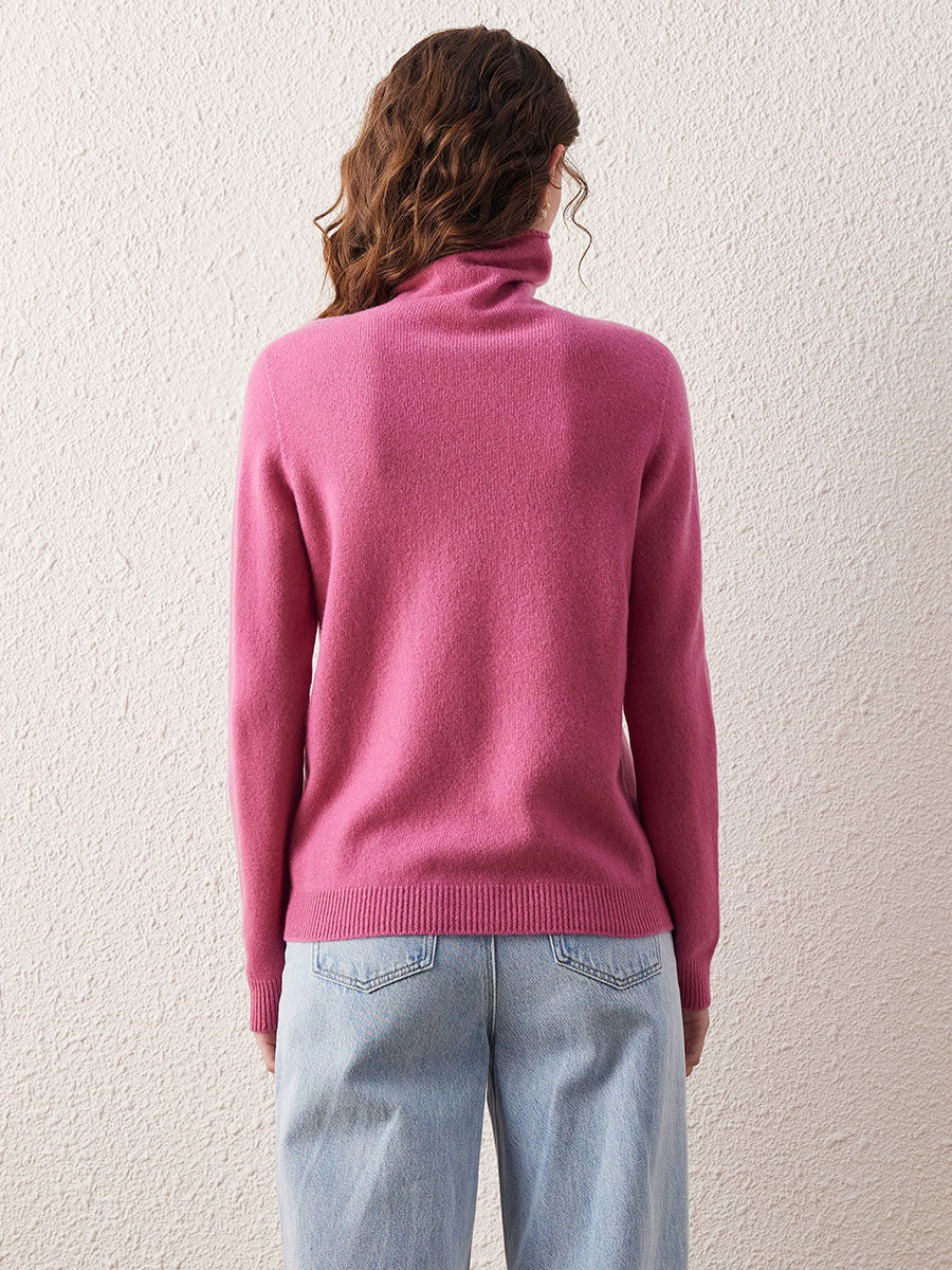 COMOBOCA 100% Wool Women's Ribbed Turtleneck Sweater