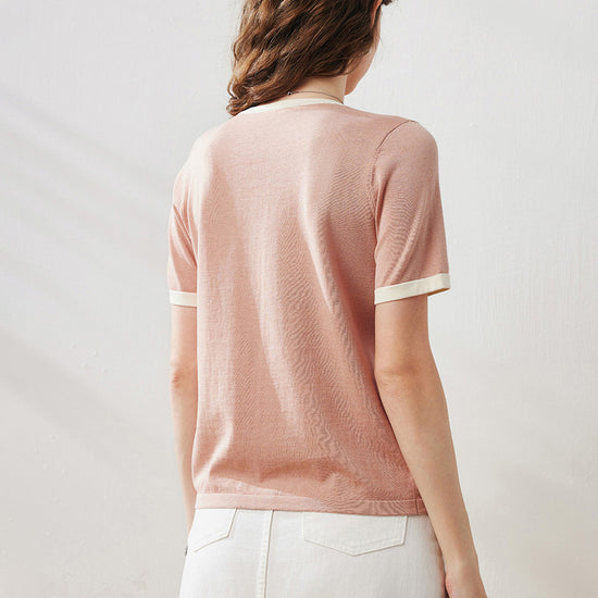 COMOBOCA Women's Retro Ringer Cotton Silk T-Shirt