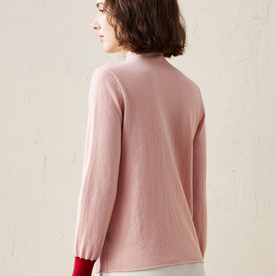 COMOBOCA 100% Cashmere Women's Button Down Contrast Cuff Knit Sweater