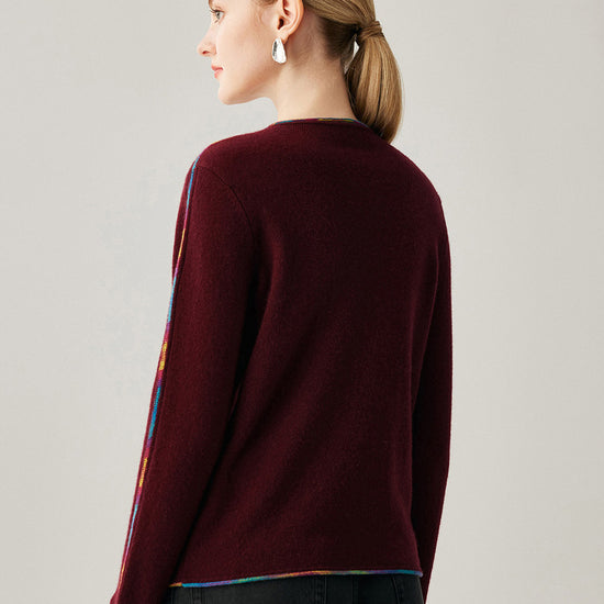 COMOBOCA 100% Cashmere Women's Sweater with Built-in Collar