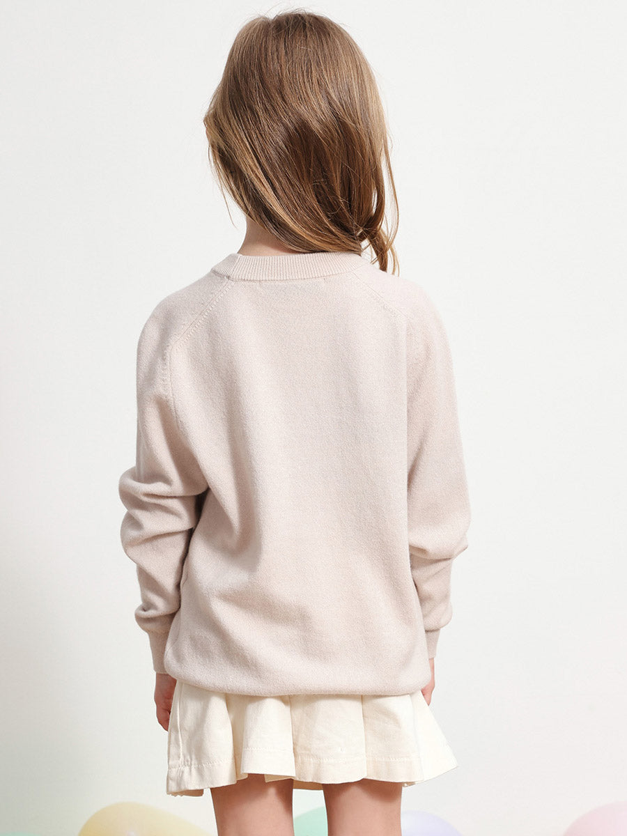 COMOBOCA 100% Wool Kids' Round Neck Plain 100% Sweater