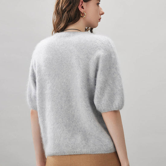 COMOBOCA Women's Wool Seamless Brushed Half Sleeve Knit Sweater