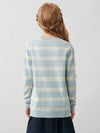 COMOBOCA 100% Wool Kids' Striped Heart Round Neck Sweater