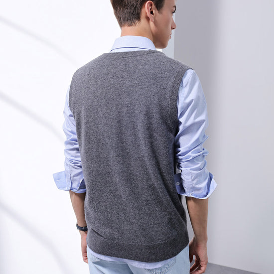 COMOBOCA 100% Cashmere Men's V-Neck Vest