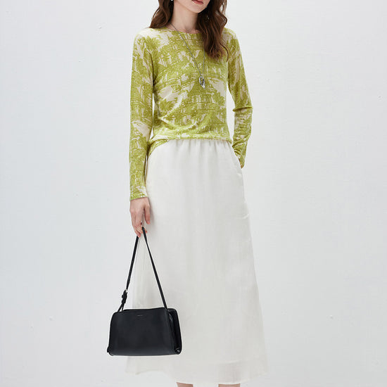 COMOBOCA Women's Cityscape Print Knit Sweater