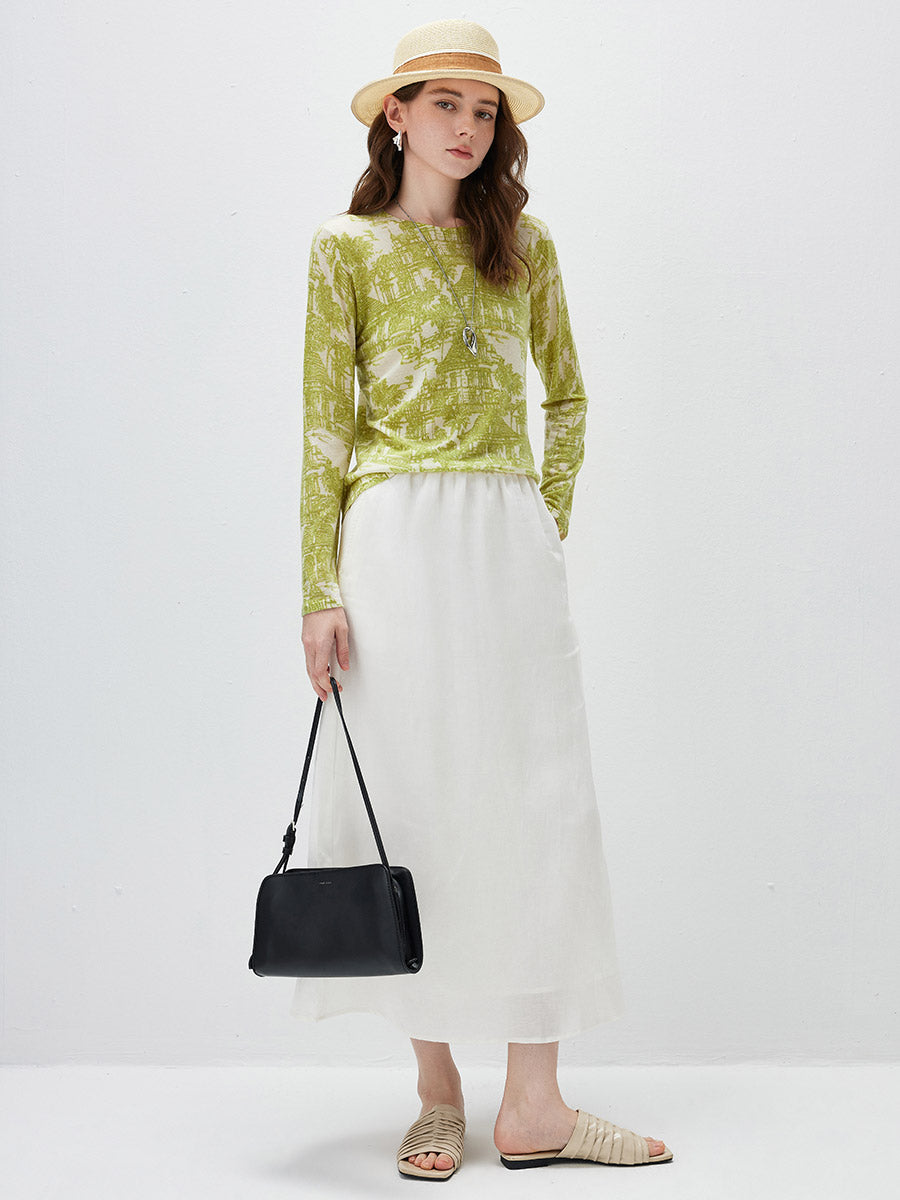 COMOBOCA Women's Cityscape Print Knit Sweater