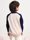 COMOBOCA 100% Wool Kids' Round Neck Color Block Sweater